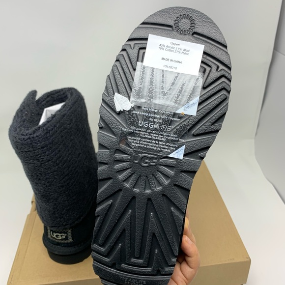 UGG Lattice Cardy Sweater Boots Black US Size 5 - Picture 6 of 7